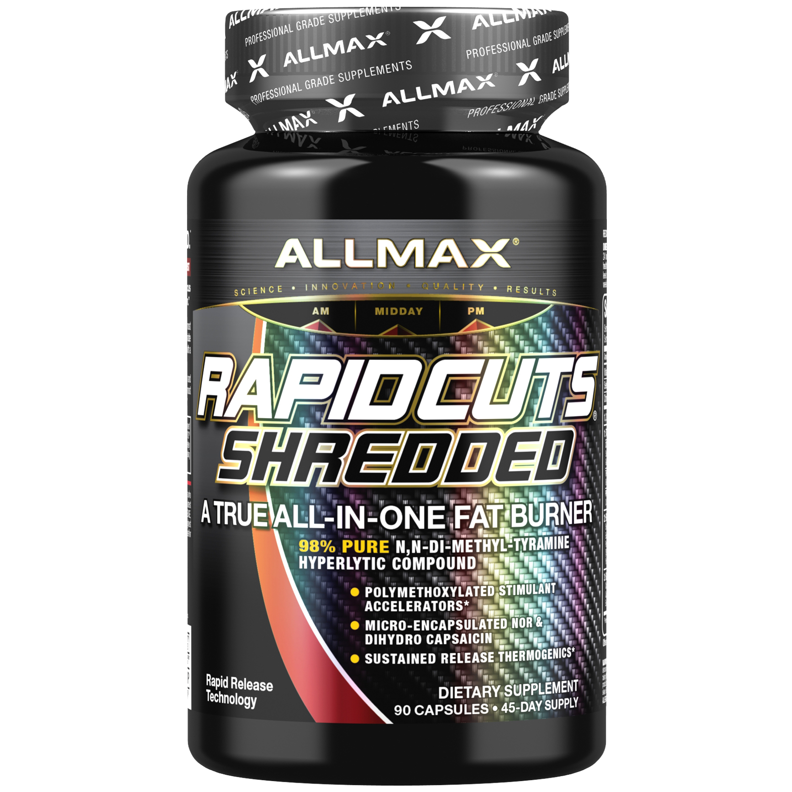 allmax nutrition, rapidcuts shredded,真正的多合一燃脂胶囊,90 粒