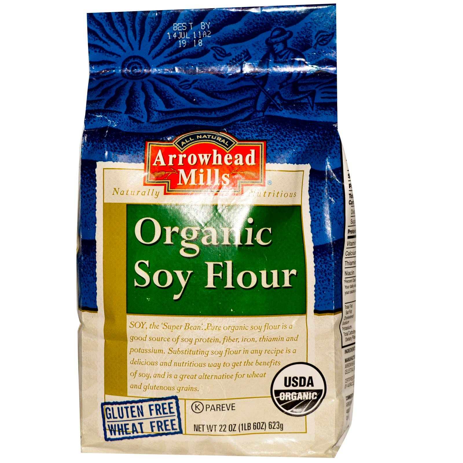 arrowhead mills, organic soy flour, 22 oz (623 g)