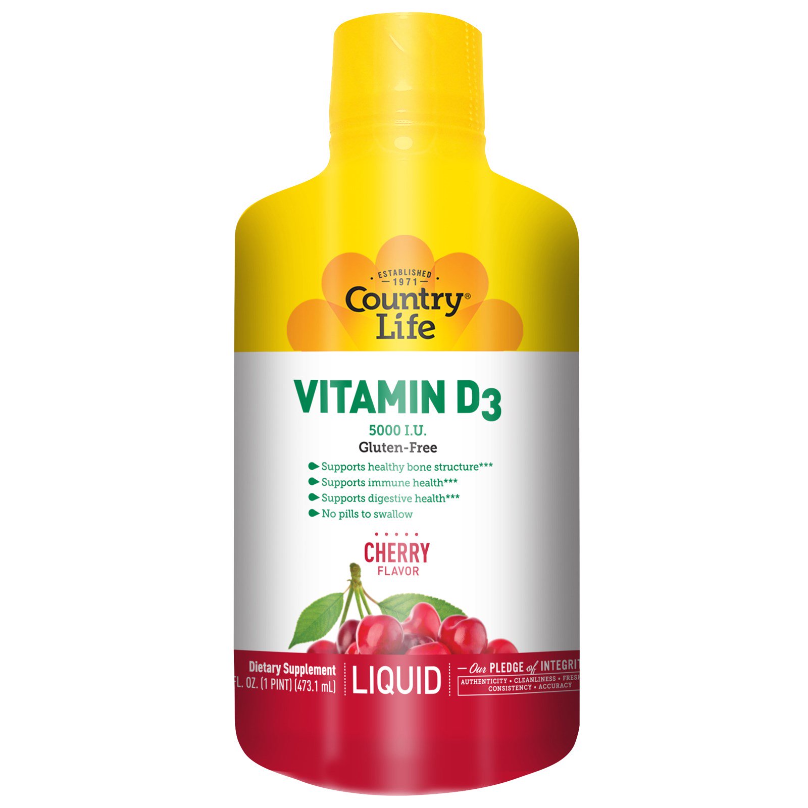 country life, vitamin d3, liquid, cherry flavor, 5,000 iu, 16 fl