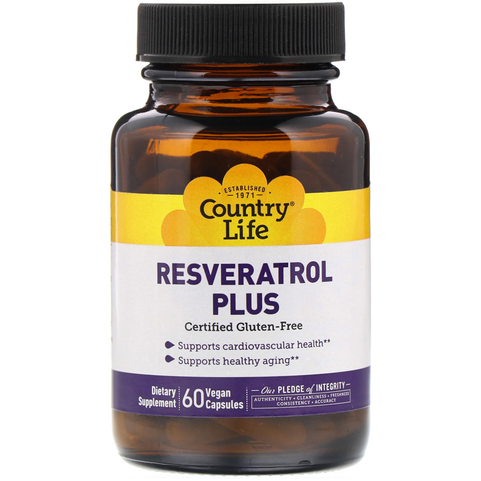 country life, resveratrol plus, 60 vegan capsules