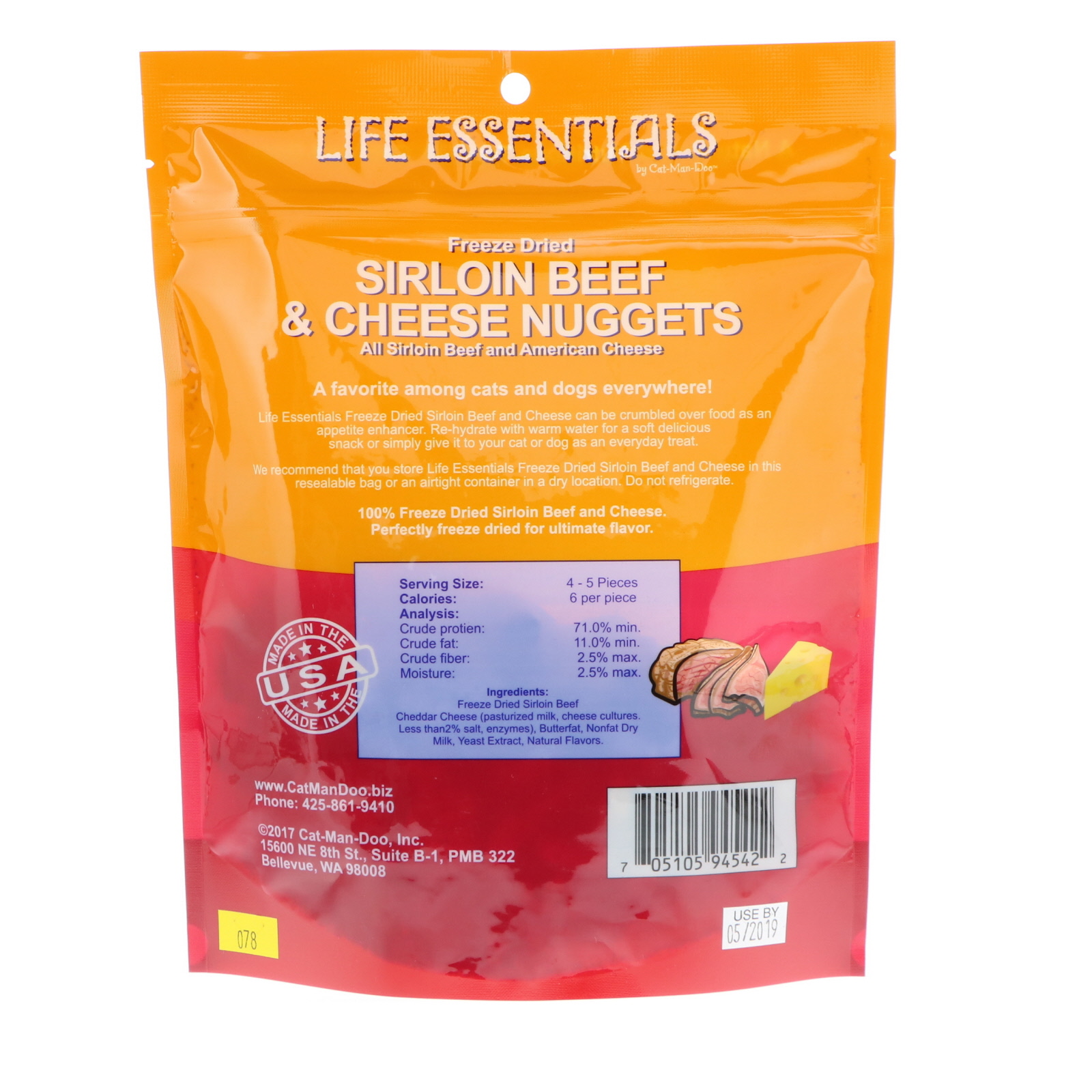 sirloin,baking soda cat-man-doo, life essentials, freeze dried sirloin beef & cheese