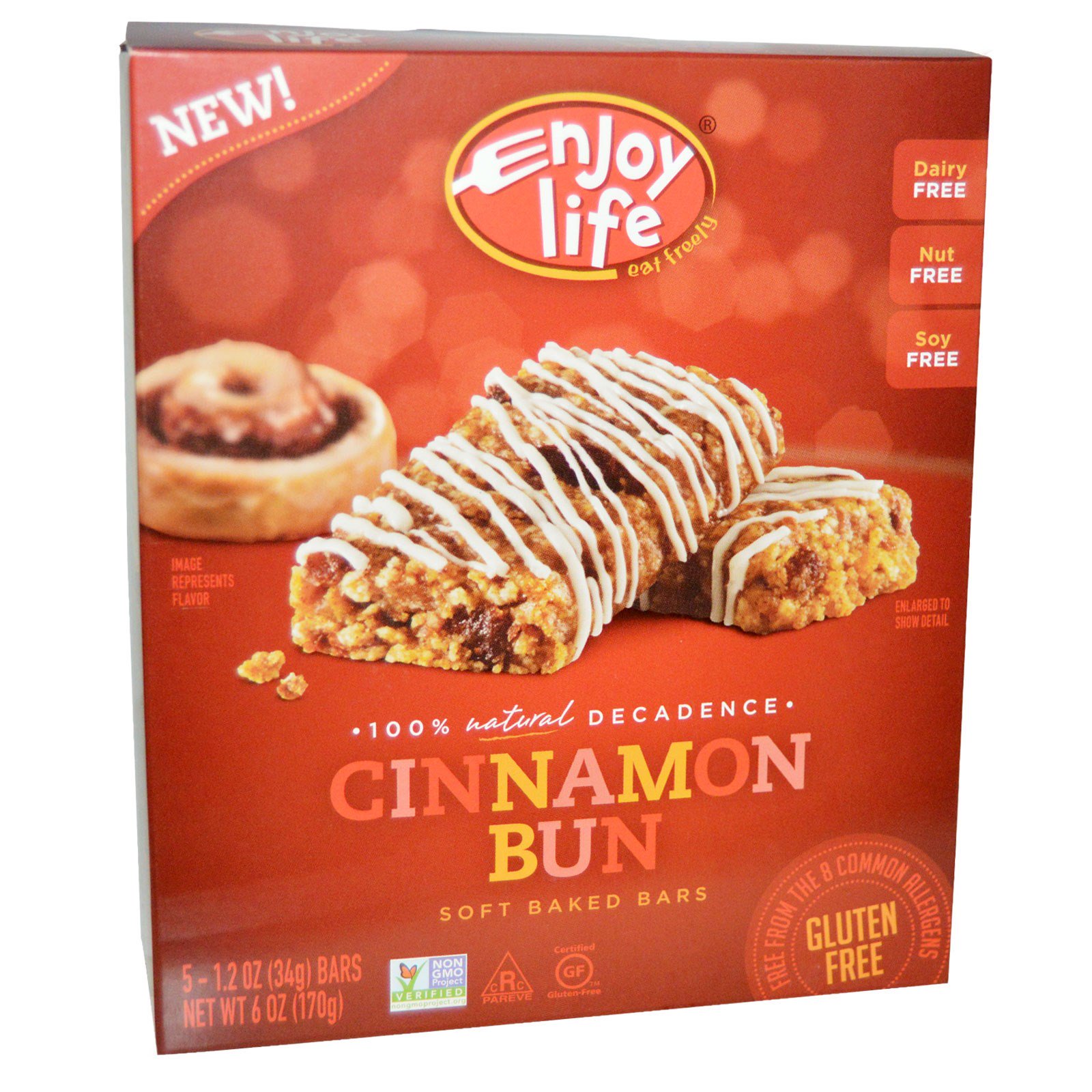 enjoy life foods, soft baked bars, cinnamon bun