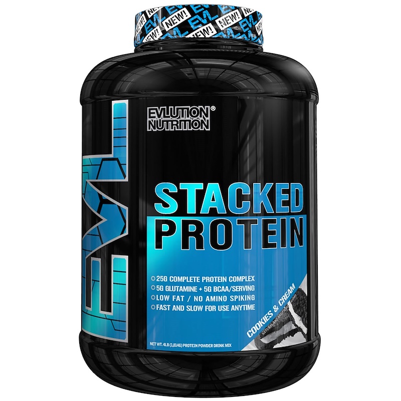 evlution nutrition, stacked protein,饼干和奶油,4磅(1813克)