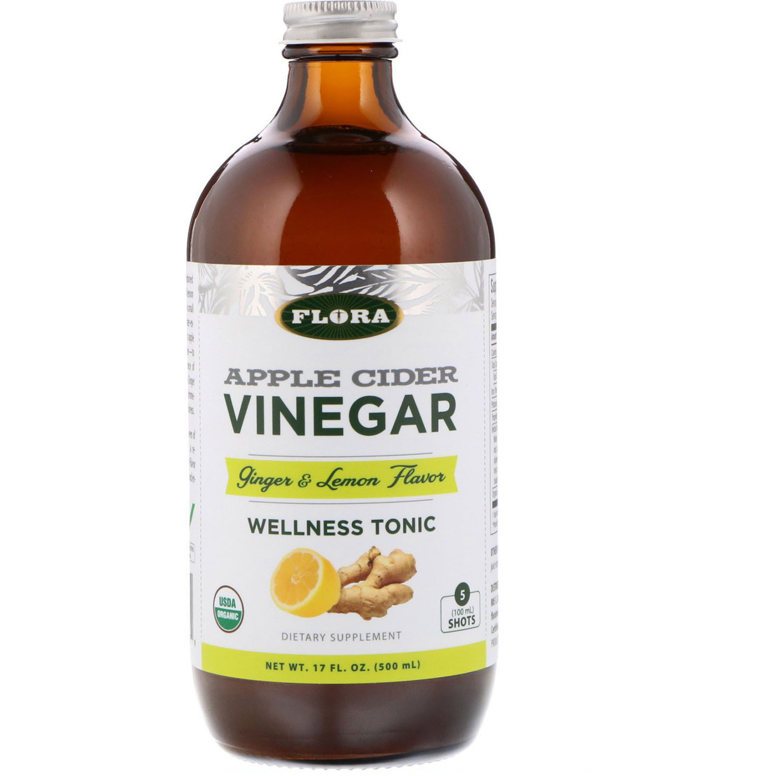 apple cider vinegar, wellness tonic, ginger & lemon flavor, 17