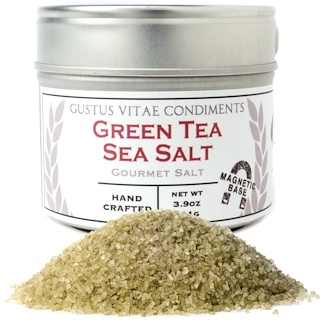 gustus vitae, condiments, gourmet salt, green tea sea salt , 3.
