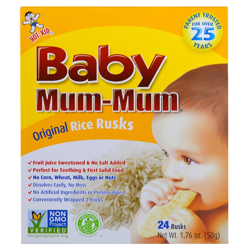hot kid, baby mum-mum,原汁米,24包,1.76盎司(50克)每个