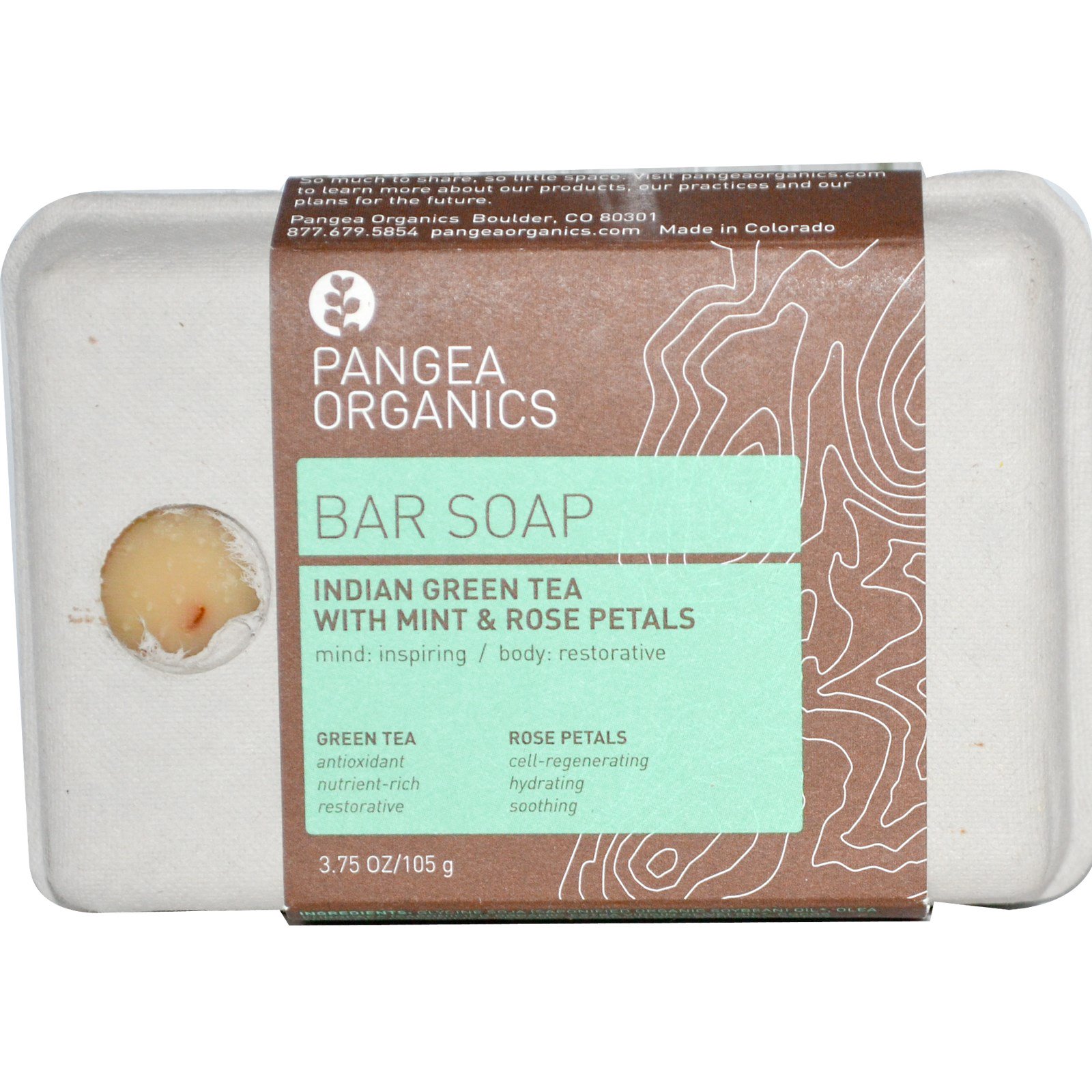 organics, bar soap, indian green tea with mint & rose petals, 3