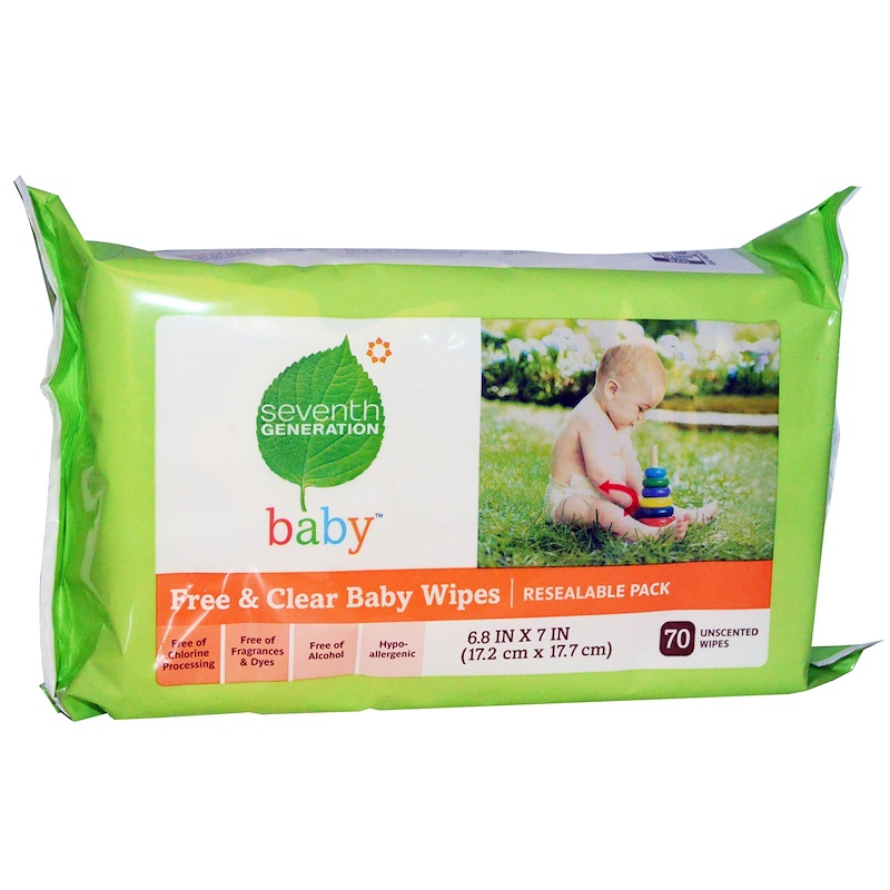 seventh generation, baby, free & clear baby wipes