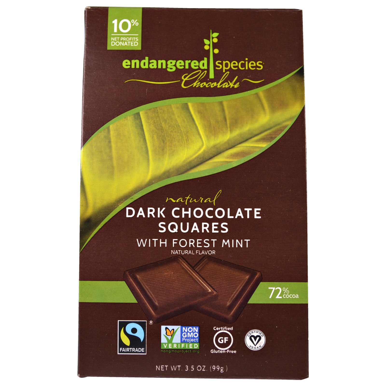 endangered species chocolate, 深林薄荷黑巧克力,10片,10克/片
