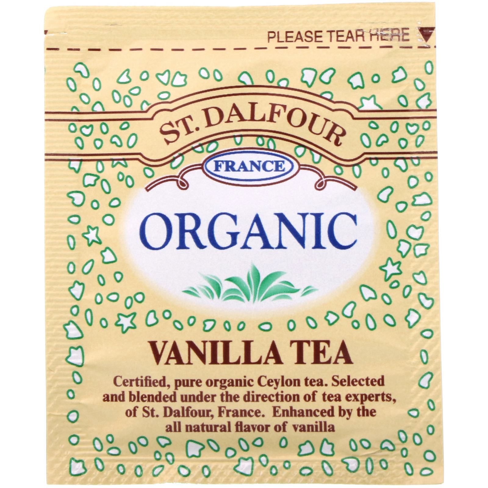 dalfour, organic tea, vanilla, 25 envelopes