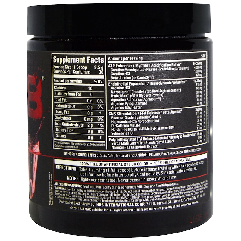 ALLMAX Nutrition, Razor 8, PreWorkout Energy Drink with Yohimbine