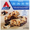 Atkins, 点心, 黑巧克力杏仁椰子浓缩棒, 5 条, 每条 1.4 oz (40 g)