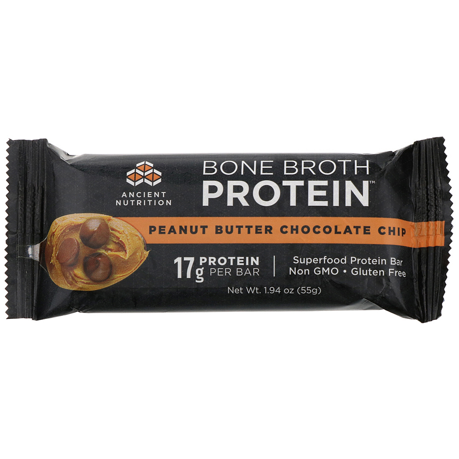 Dr. Axe / Ancient Nutrition, Bone Broth Protein Bar, Peanut Butter