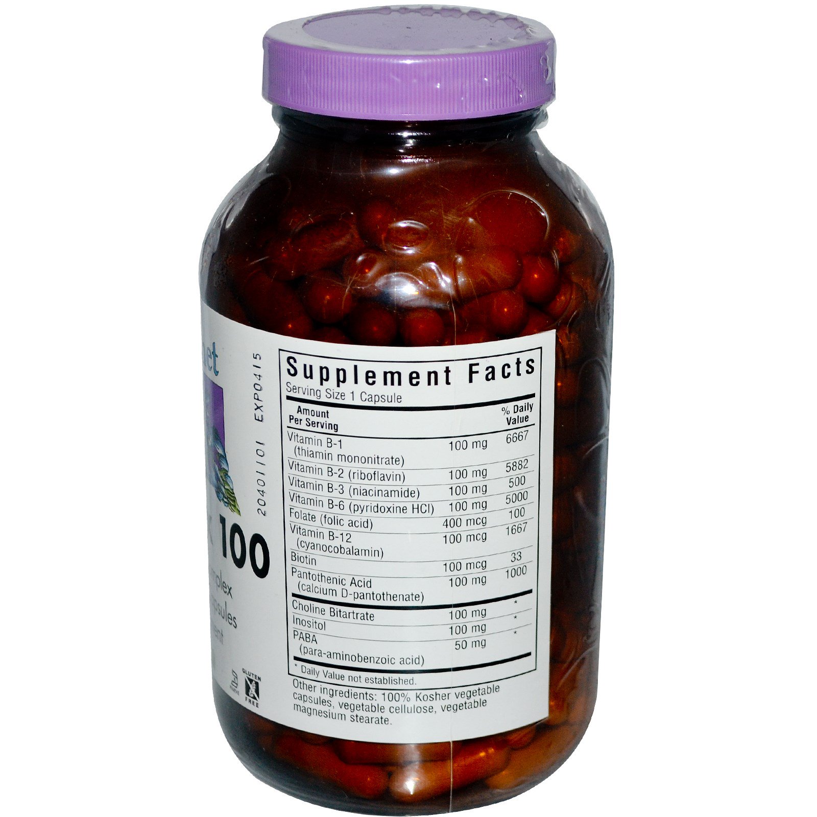 bluebonnet nutrition, 维生素b群100胶囊,250粒 (discontinued item)