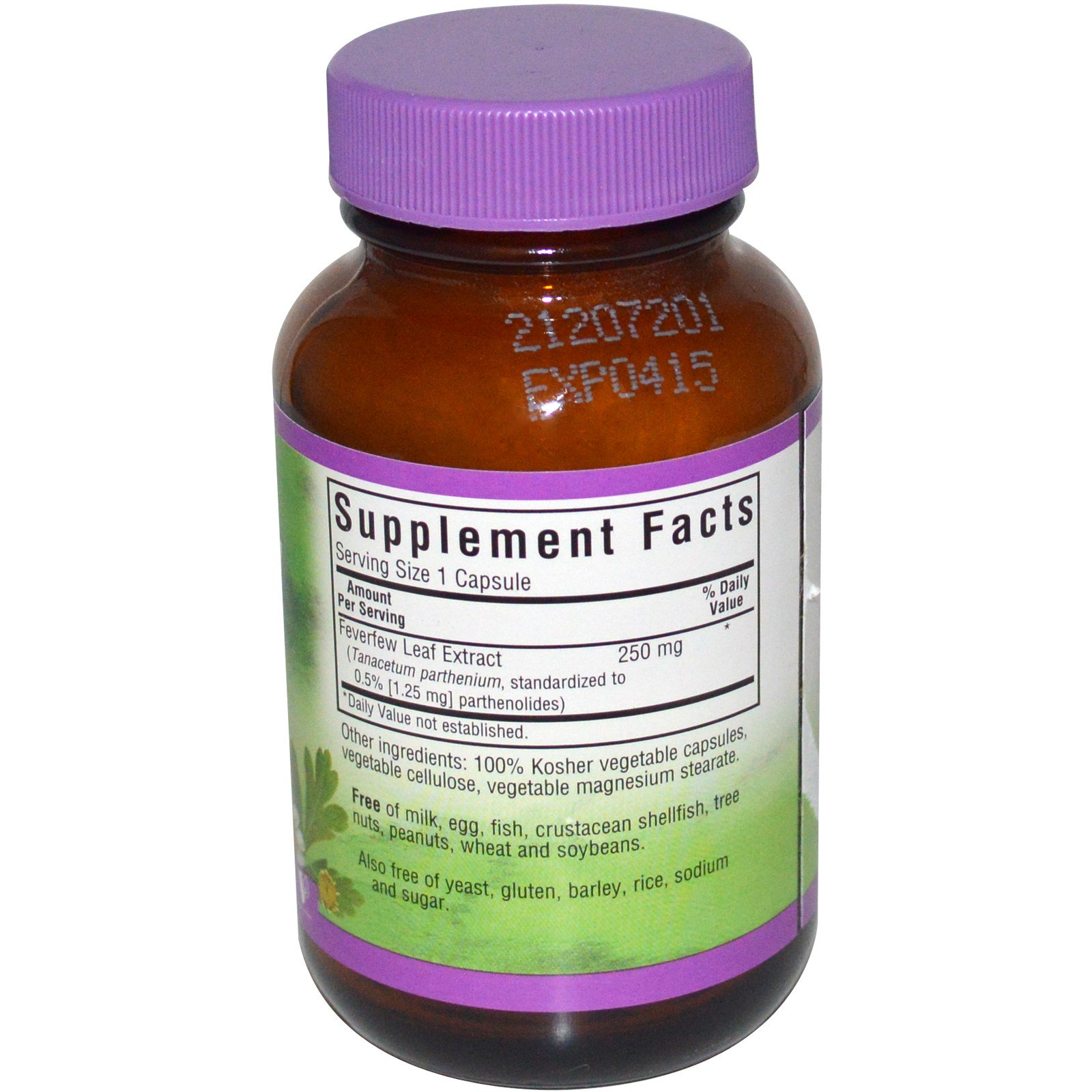 bluebonnet nutrition, feverfew leaf extract, 60 v