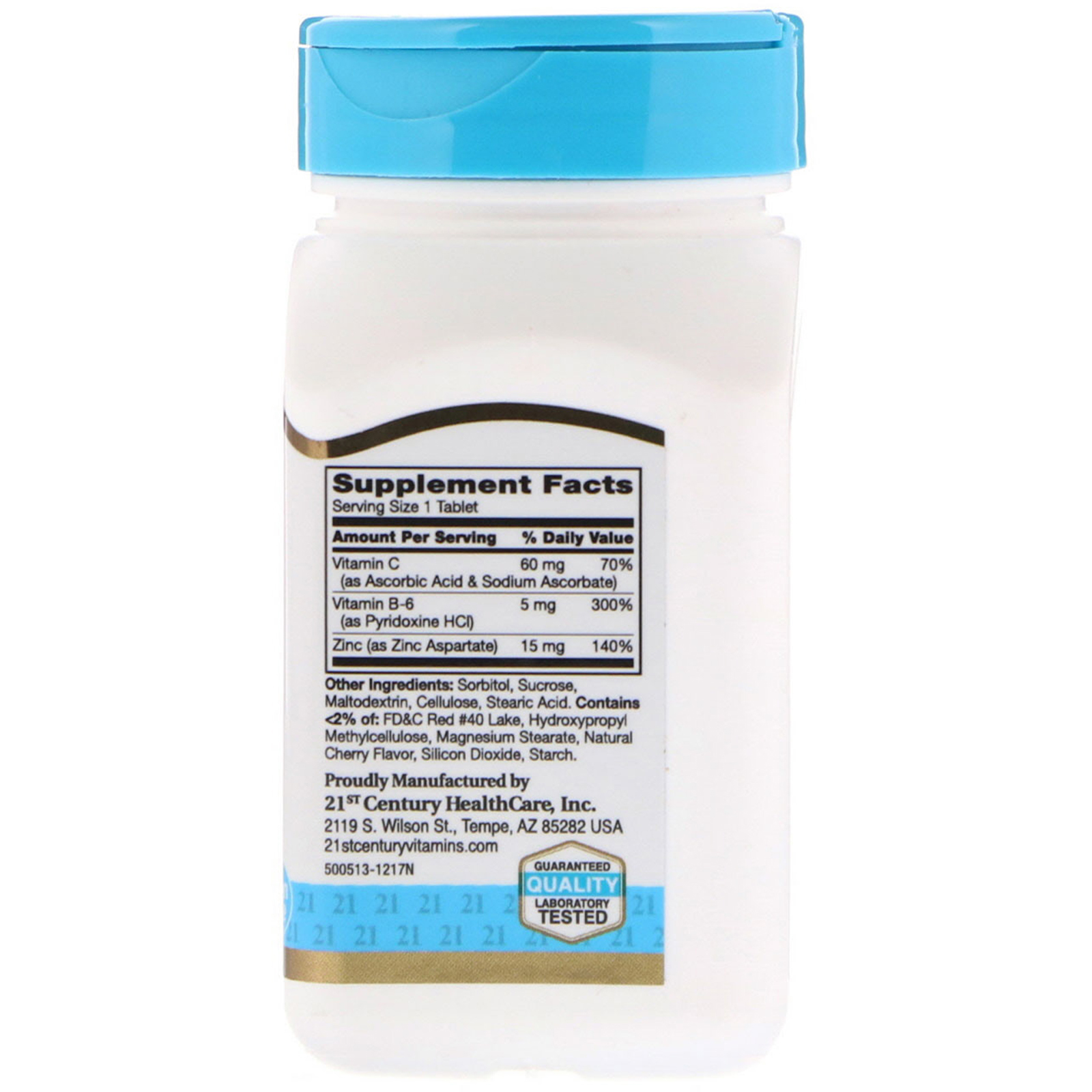 21st Century, Zinc Plus Vitamins C & B6, Cherry Flavor, 90 Chewable