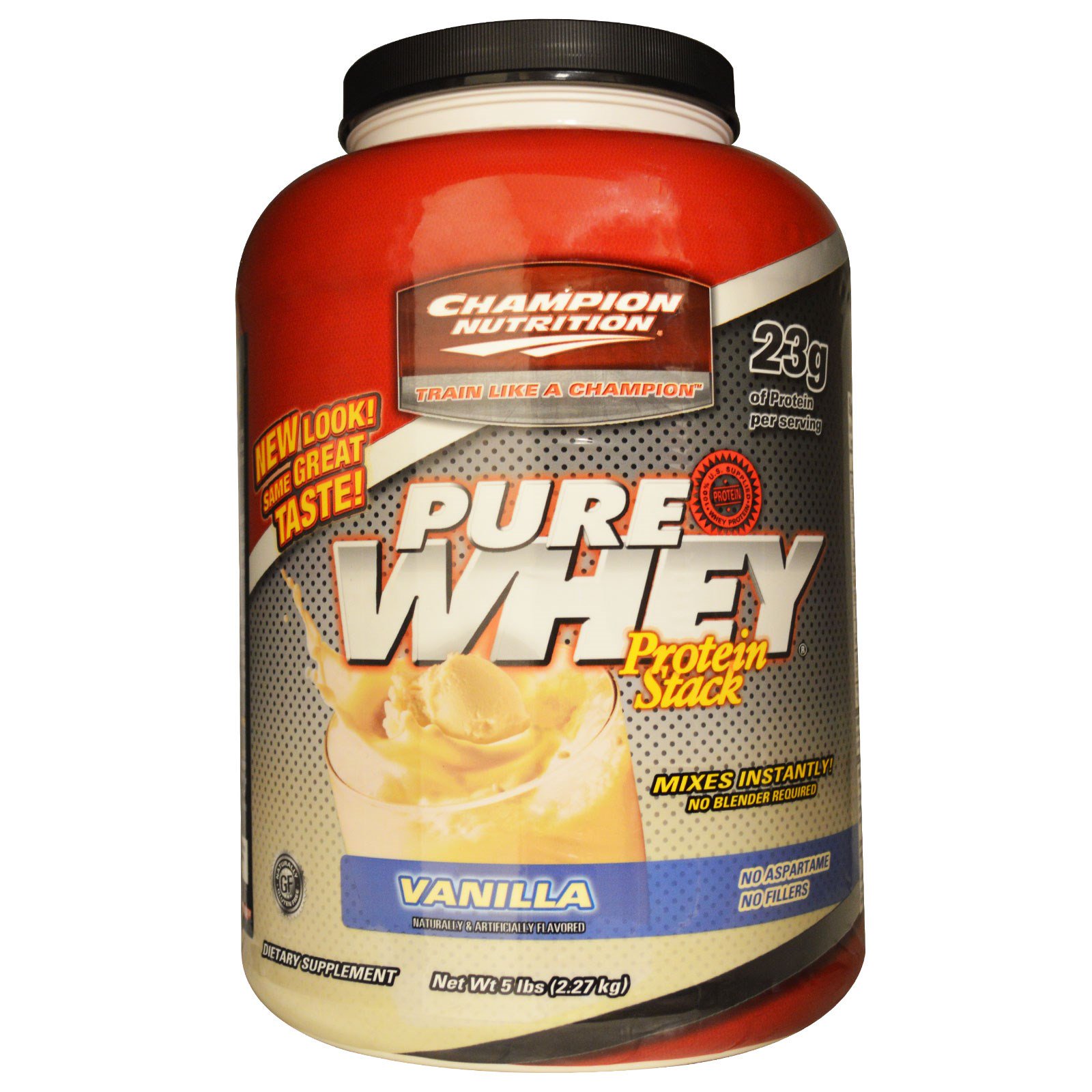 champion nutrition, pure whey, protein stack, vanilla, 5 lbs (2.