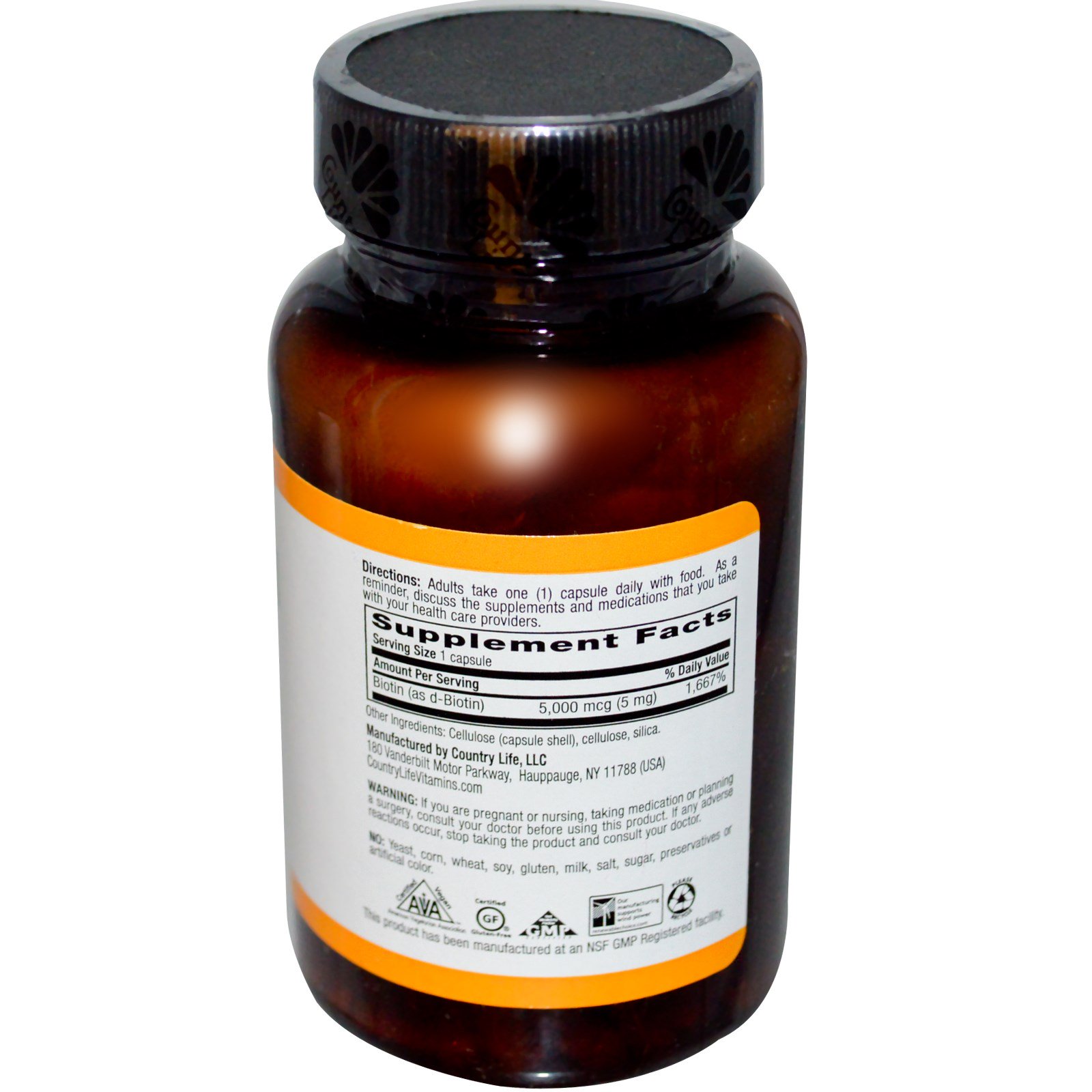 country life, biotin, high potency, 5 mg, 120