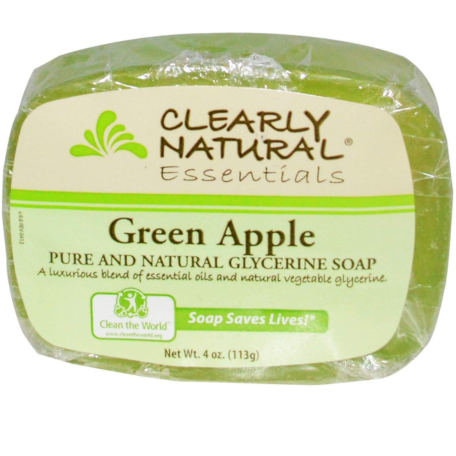 clearly natural, 纯天然甘油皂,青苹果香型,4盎司(113克)