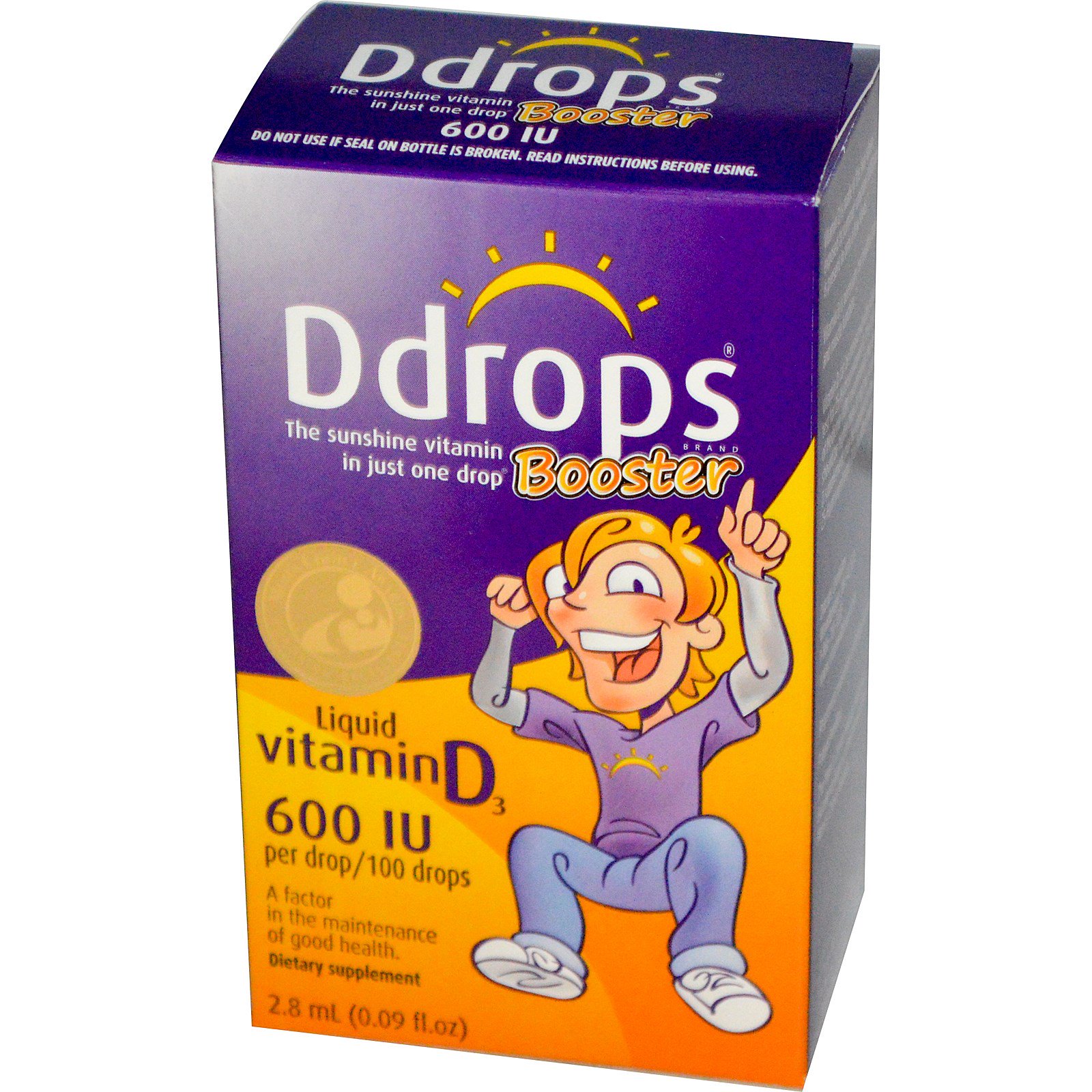 ddrops, 补充剂,液体维生素d3,600国际单位,0.09液量盎司(2.8毫升)