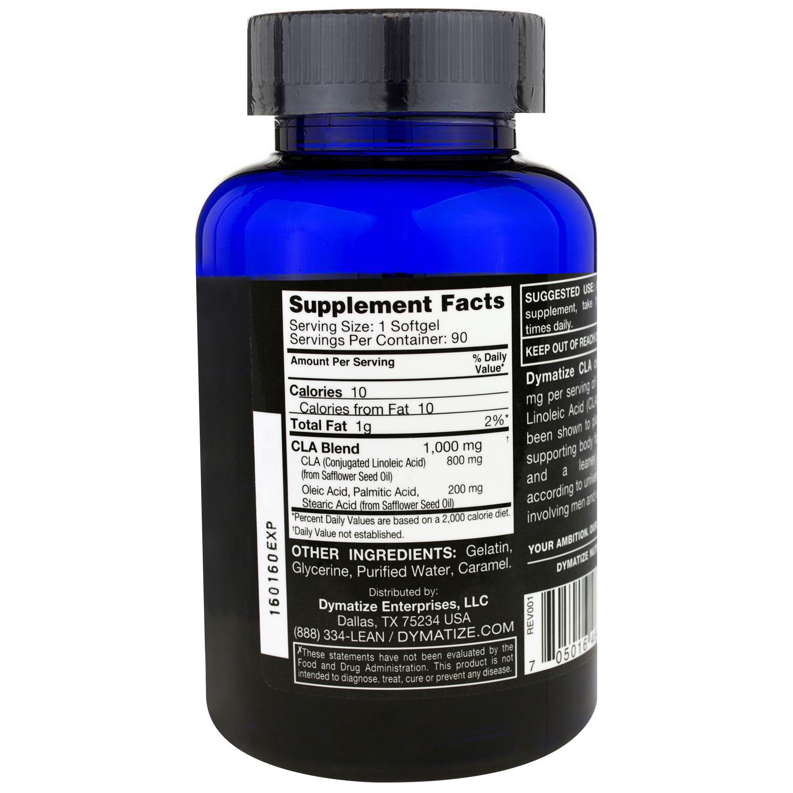 dymatize nutrition, cla,共轭亚油酸软胶囊,90粒 (discontinued item