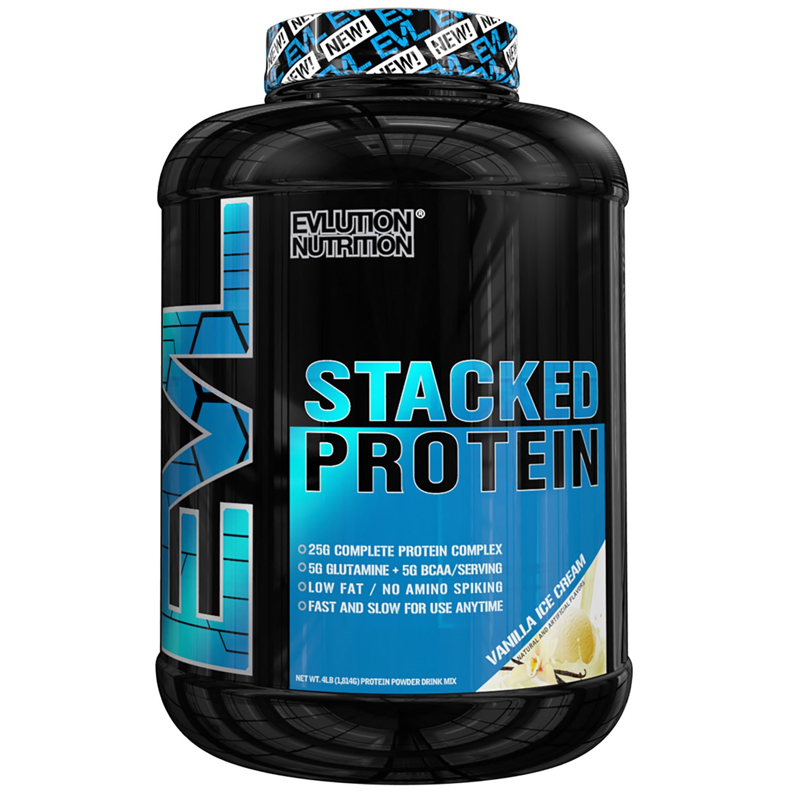 evlution nutrition, stacked protein,香草冰淇淋,4磅(1814克)