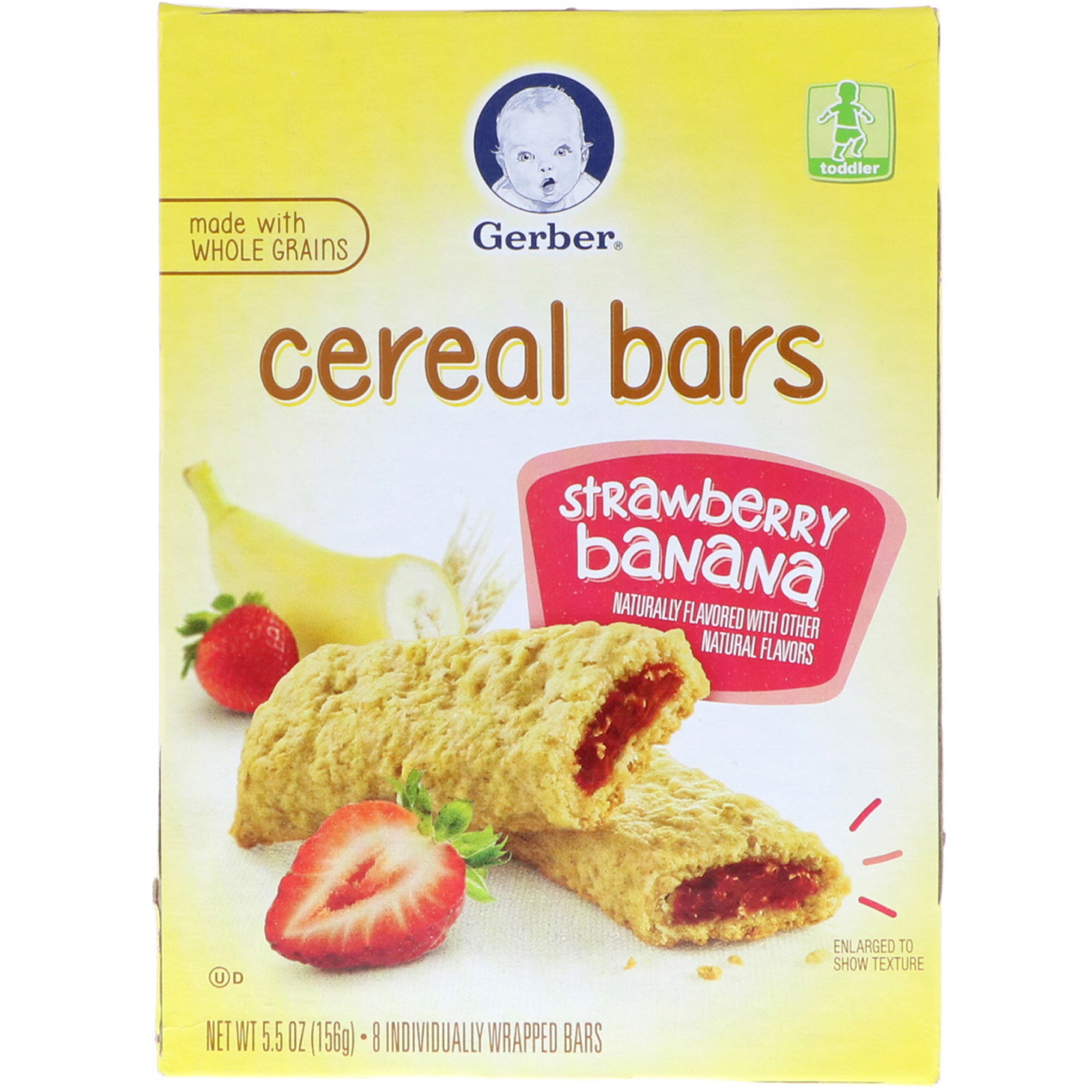 Gerber, Cereal Bars, Strawberry Banana, Toddler, 8 Bars, 5.5 oz (156 g