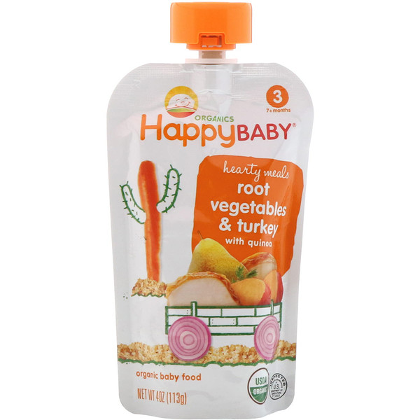 Happy Family Organics, Organic Baby Food, Hearty Meals, Root Vegetables & Turkey with Quinoa, Stage 3, 4 oz (113 g)