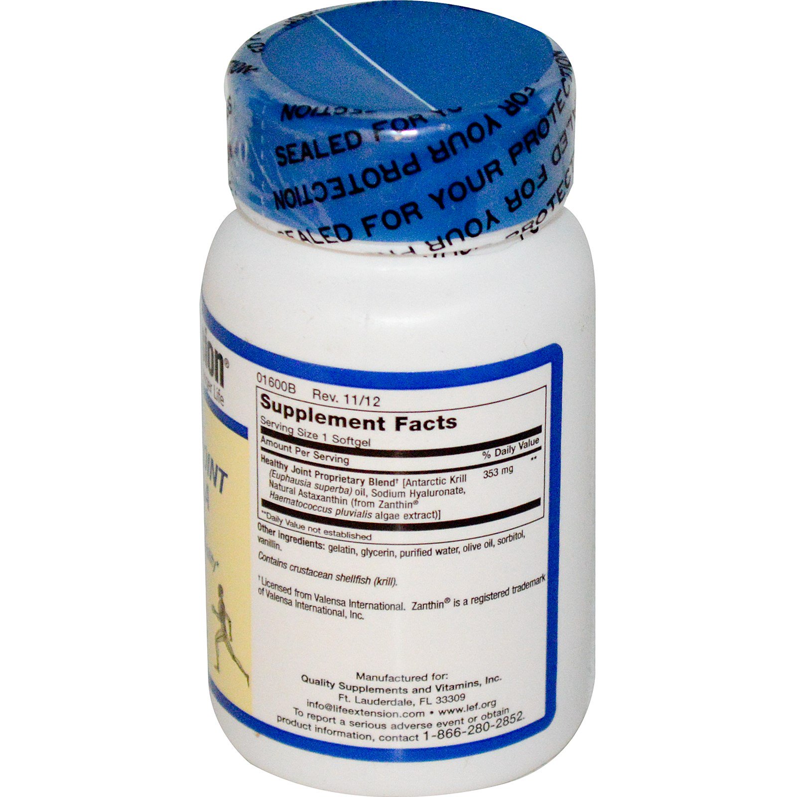 life extension, 南极磷虾,健康关节配方,30粒胶囊