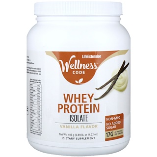 Life Extension, Wellness Code, Whey Protein Isolate, Vanilla Flavor, 0.89 lb (403 g)