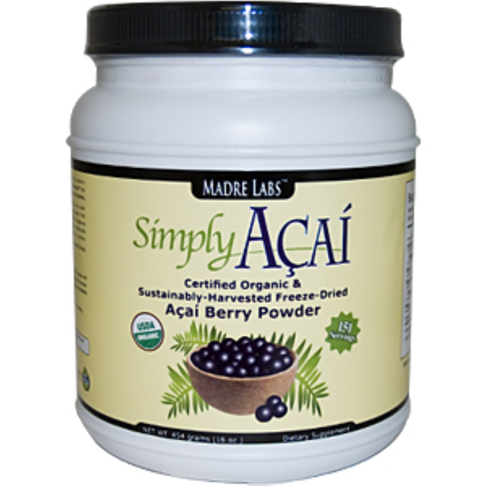 madre labs, simply acai 巴西莓,有机冷冻干燥,16盎司(454克)