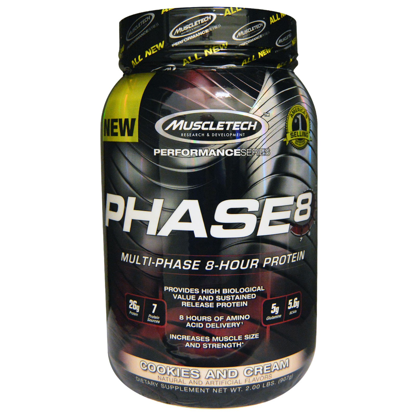 muscletech, 性能系列,phase8,多种-8 小时阶段蛋白质,奶油曲奇,2.