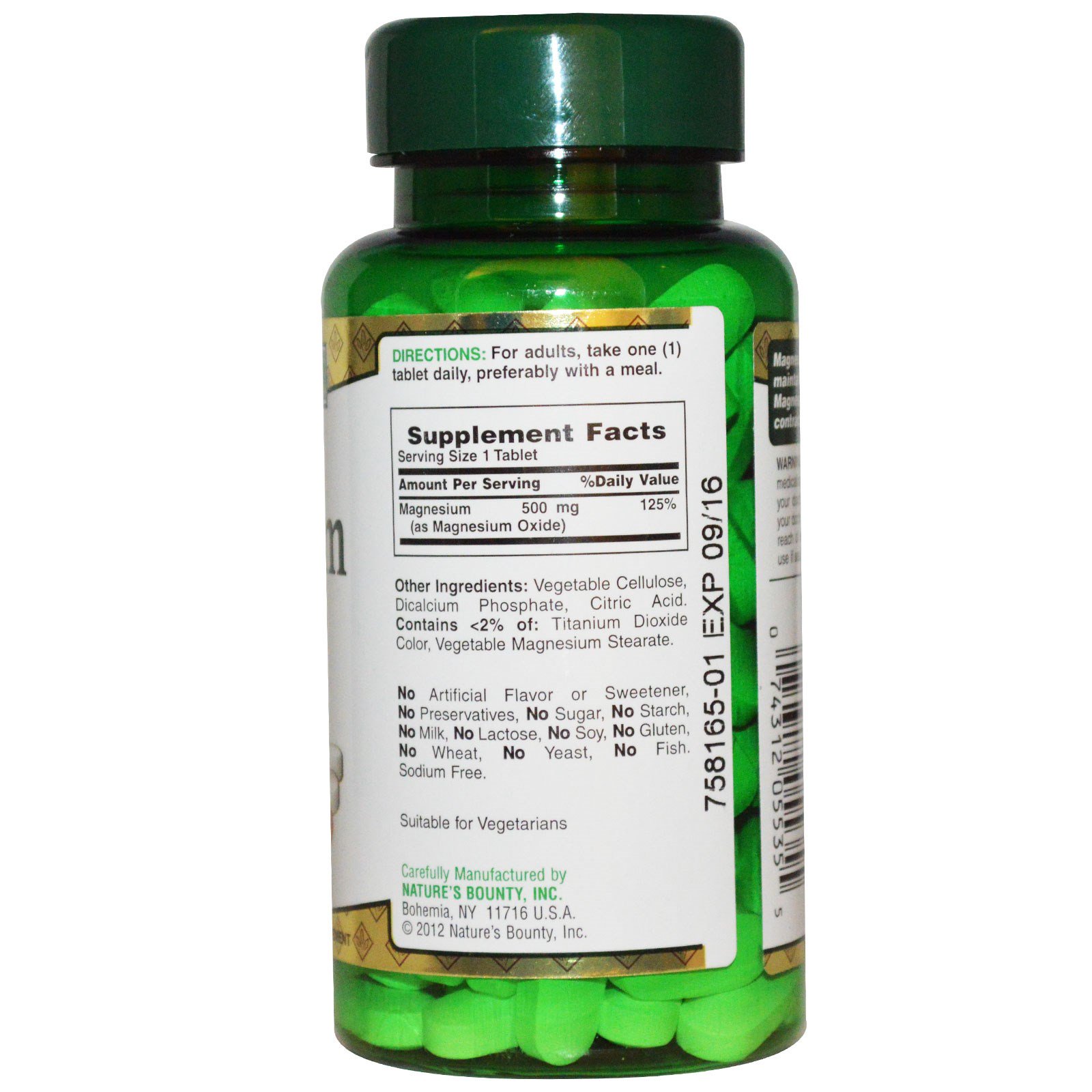 natures bounty, 高效力镁片,500毫克,100片