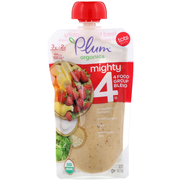 Plum Organics, Mighty 4, ͯ4ʳȺӪ䷽ݮ㽶¸ϣ̡Ȳˣ4 oz (113 g)