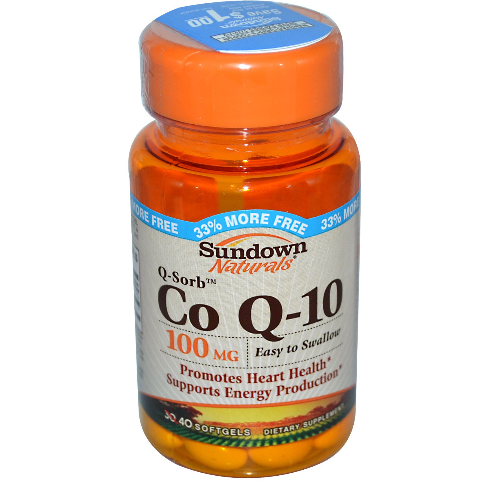 sundown naturals q-sorb辅酶q-10补充剂,100毫克,40粒