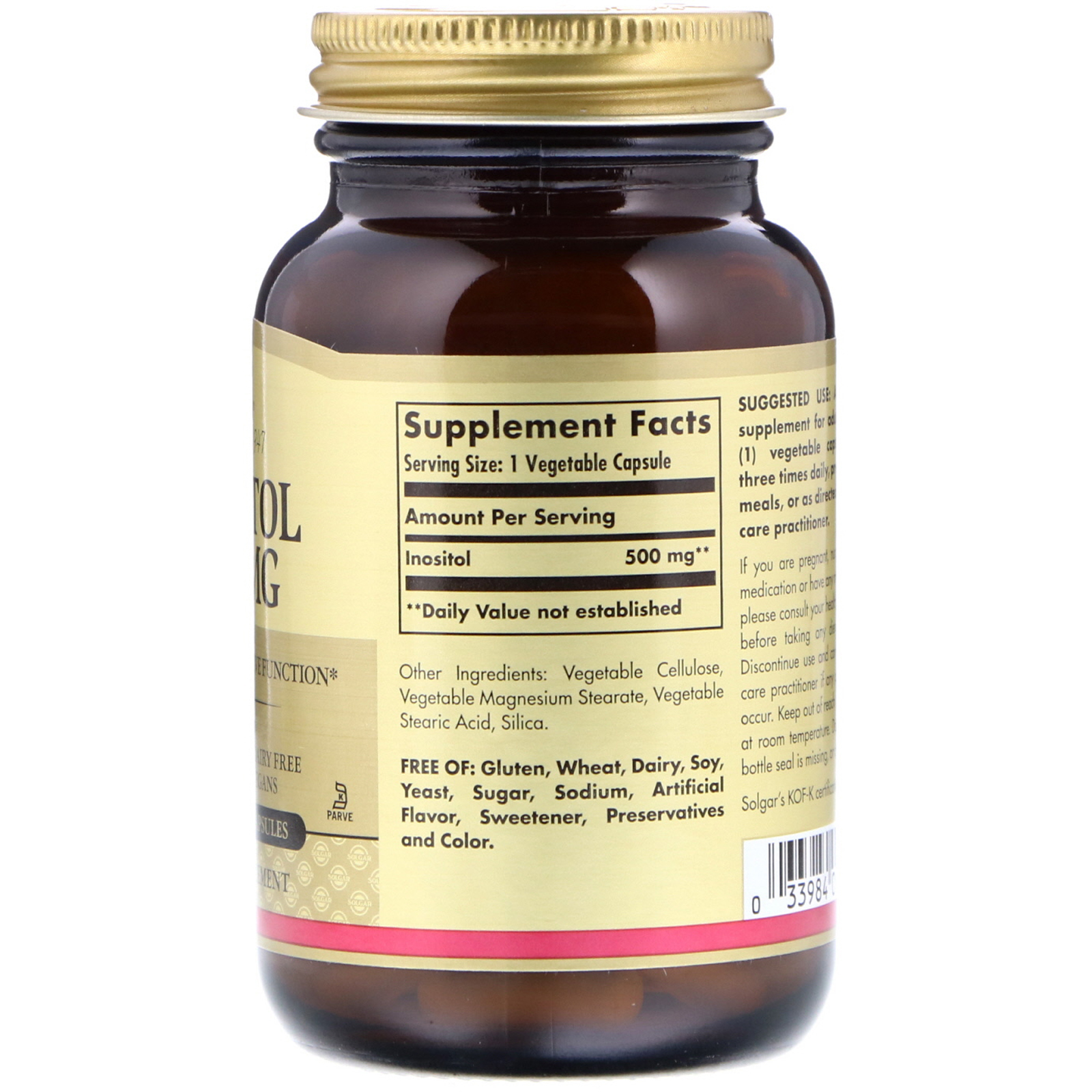 solgar, 肌醇,500 毫克,100 粒蔬菜胶囊 - iherb