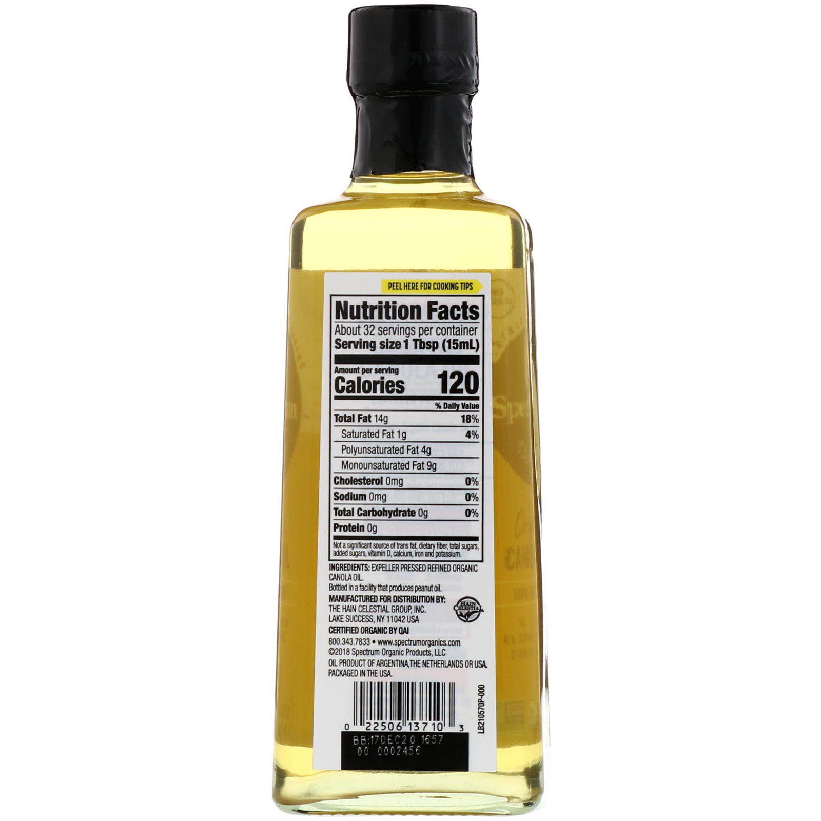 Spectrum Culinary, Organic Canola Oil, Refined, 16 fl oz ...
 Refined Canola Oil