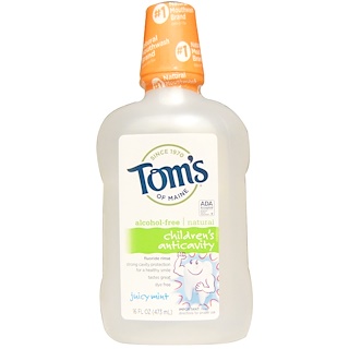 toms of maine, 无酒精儿童用含氟漱口水, 果味薄荷, 16液体盎司(473