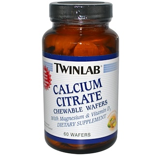 twinlab, 柠檬酸钙咀嚼片,柑橘口味,60片