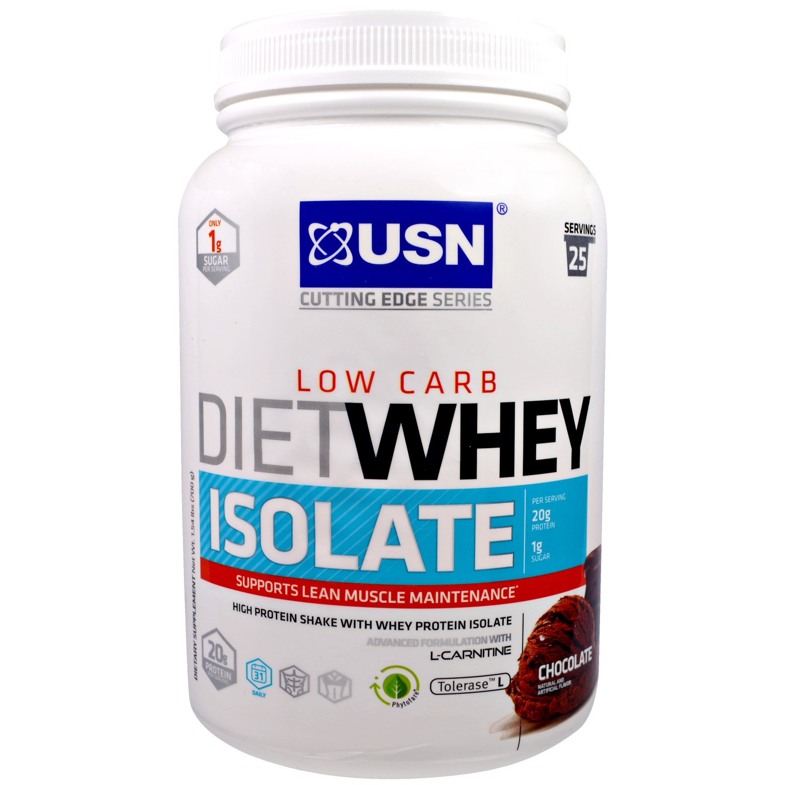 usn, diet whey low carb, isolate, chocolate, 1.59 lbs, (700 g)