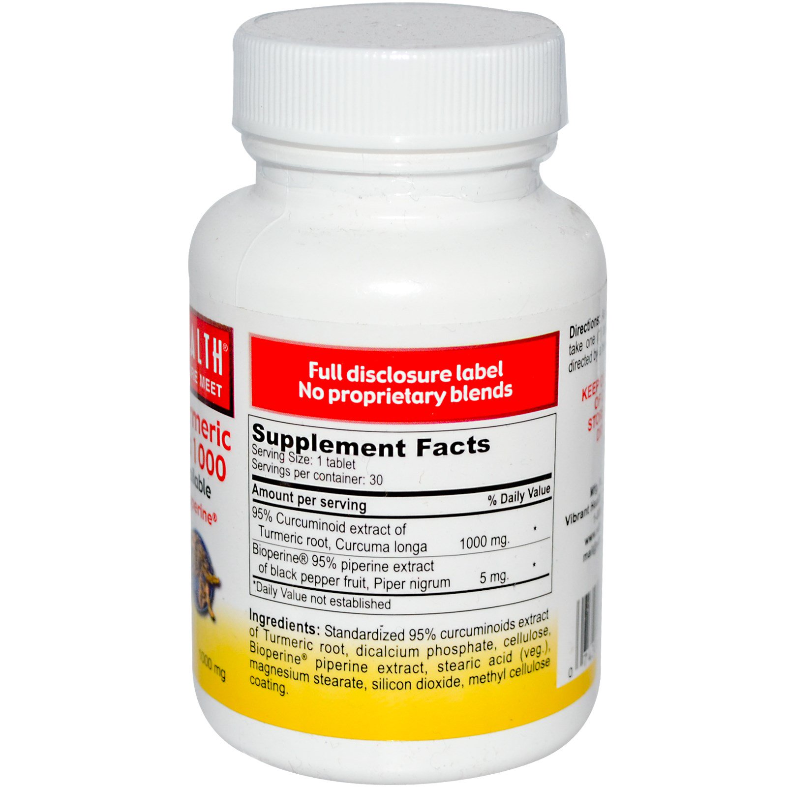 vibrant health, 姜黄素补充剂,1000毫克,30片 (discontinued item)