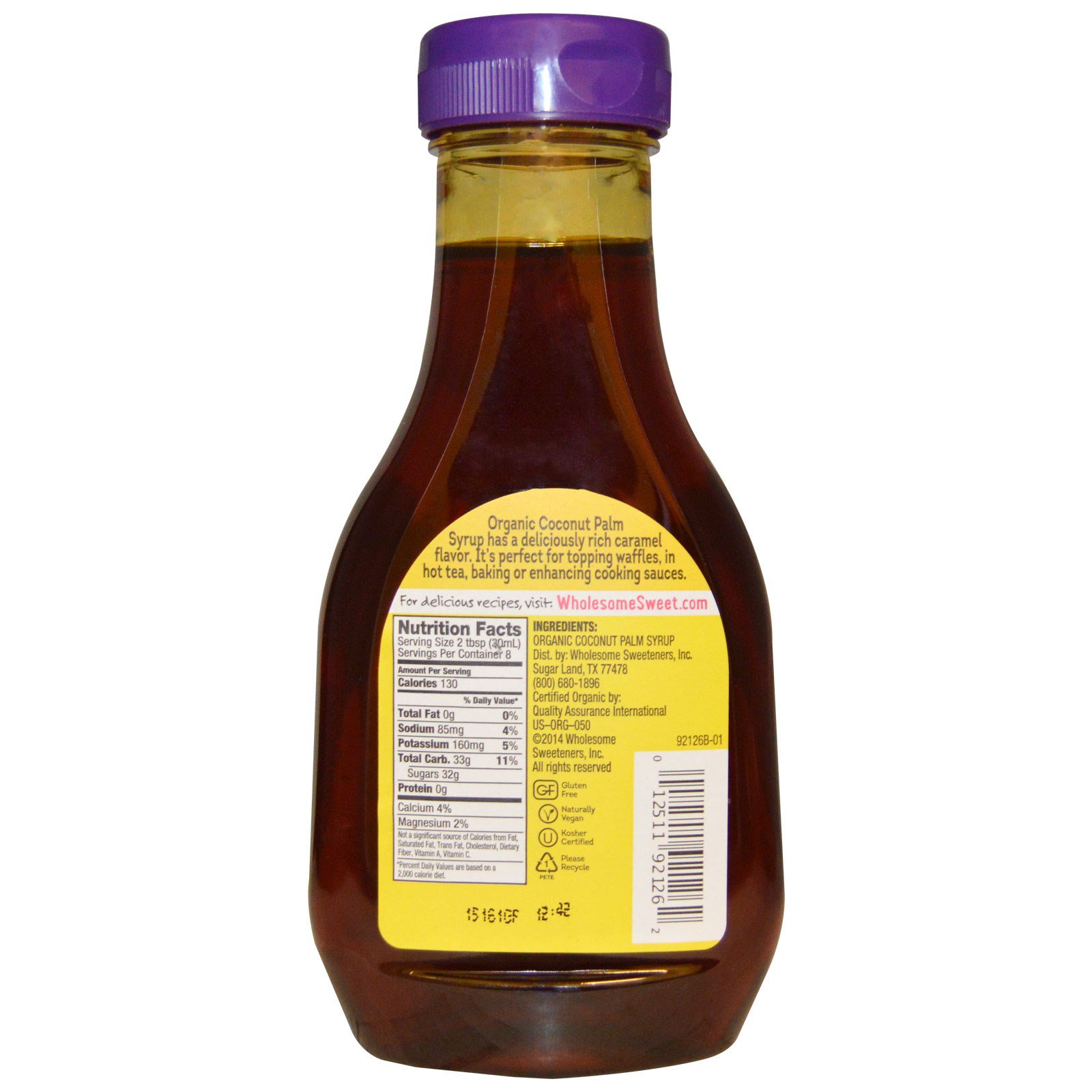 wholesome sweeteners, inc., 有机椰子棕榈糖浆,12 盎司 (340 克)